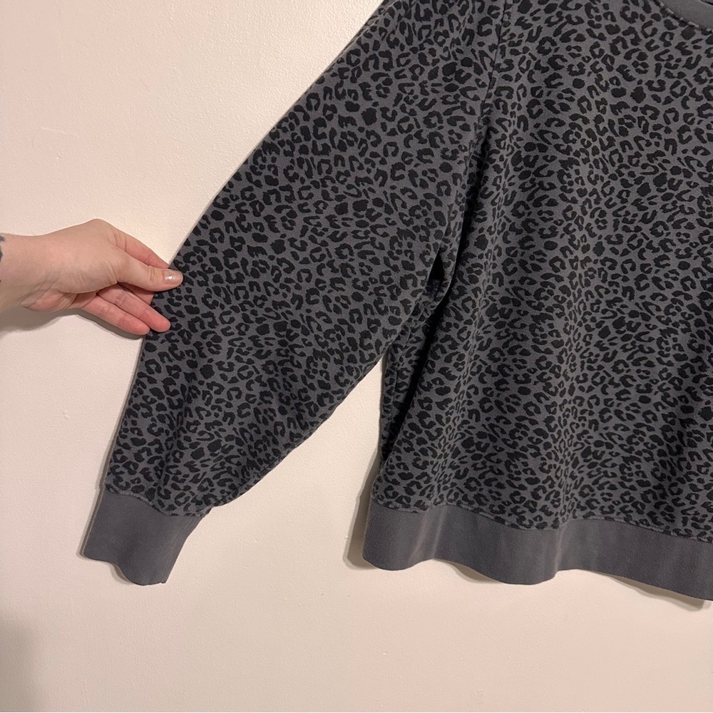 Rails Marcie Mini Cheetah Puff Sleeve Sweatshirt Size XL Grey Black - Picture 3 of 7